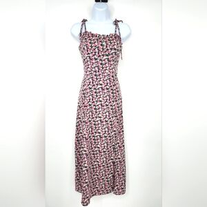 Pink Floral Womens‎ Babydoll Slip Dress Size M Maxi Length Coquette Whimsigoth